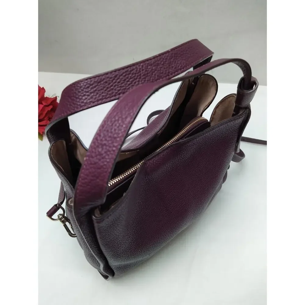 Kate Spade New York Purple Pebbled Leather Double Handles Crossbody Bag